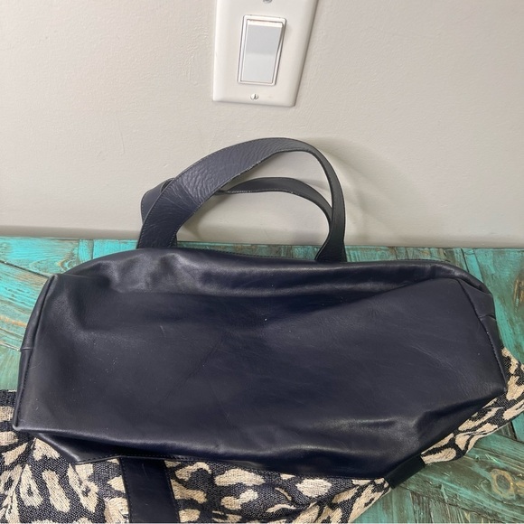 Iris & Ink Cow Leather Linen Animal Print Tote - Picture 11 of 16